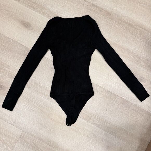 Abercrombie Fitch Sweetheart Square Neck Knit Bodysuit M Balletcore Goth Grunge - Picture 4 of 12